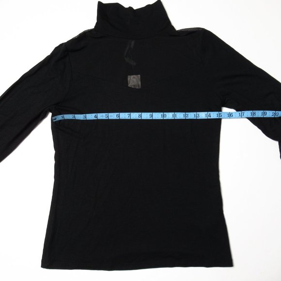 By Anthropologie Sheer Turtleneck Top Black - Small - Picture 8 of 10